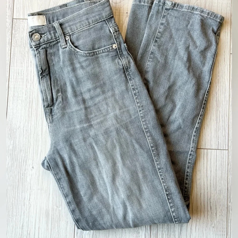 7 for All Mankind High Waist Cropped Straight Gray Jeans Size 26